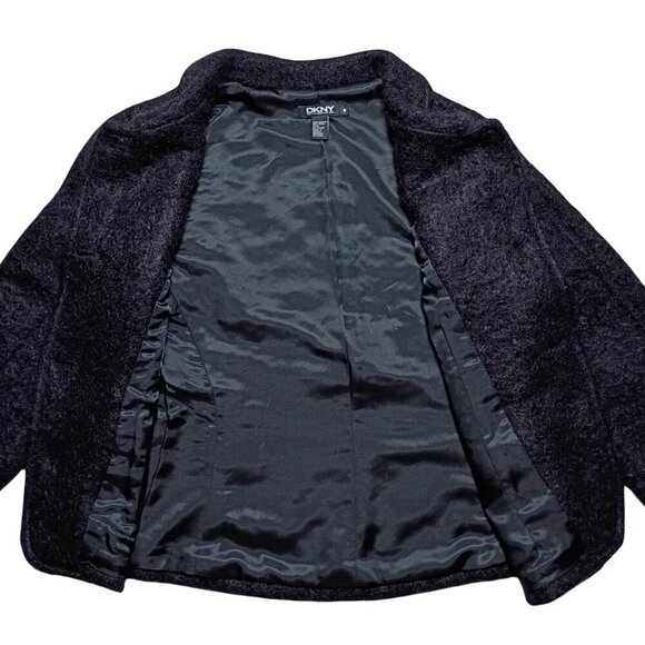 DKNY Women’s 10 Black Mohair Wool Blend Lined Short Jacket Blazer Coat Elegant - Picture 5 of 10